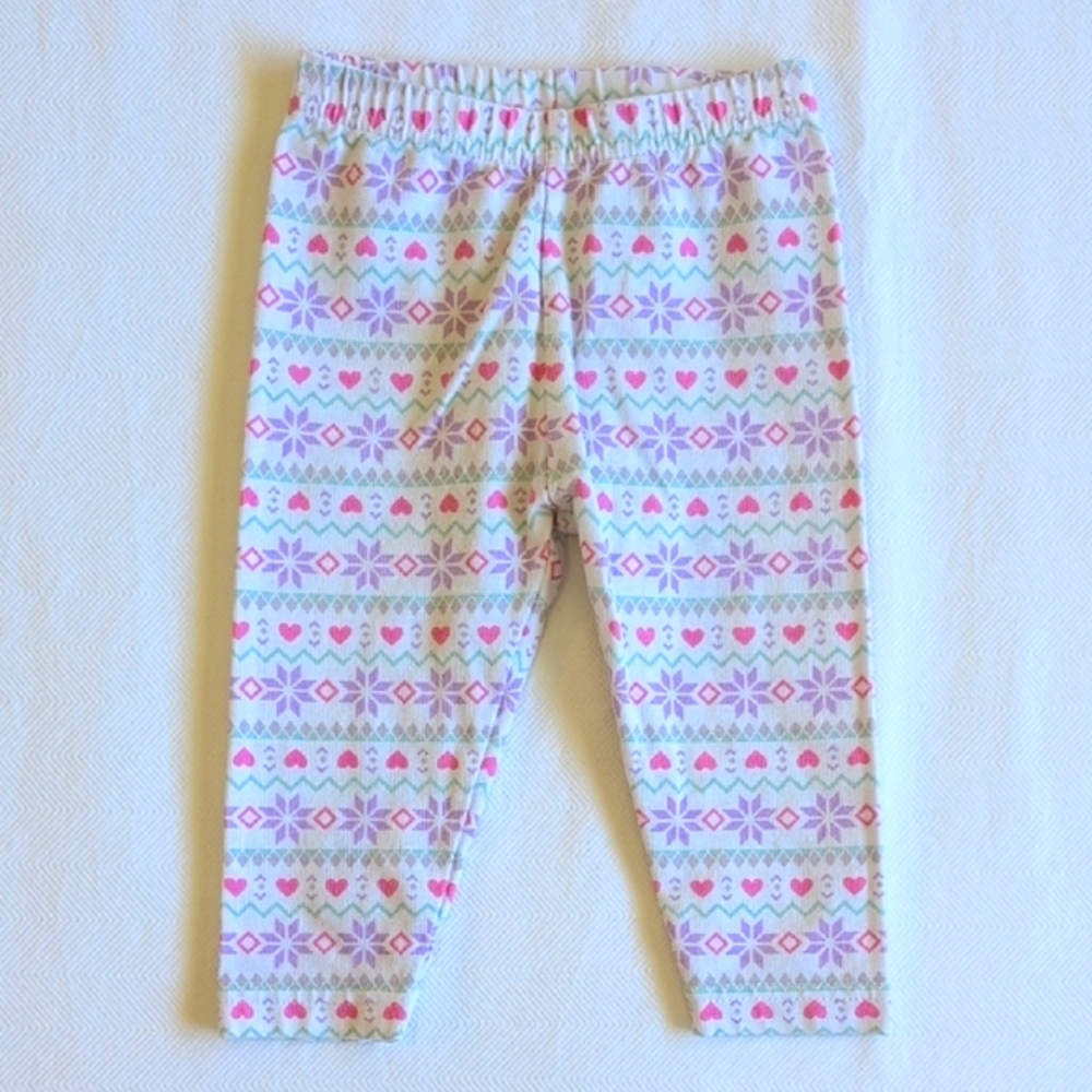 child of mine pastel fair isle stretch cotton leggings 3-6 months baby girl
